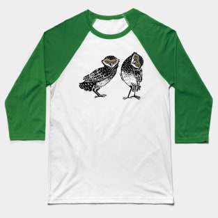 Curious Burrowing Owls Baseball T-Shirt